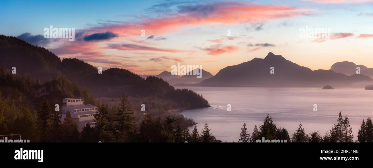 Panoramic View of Britannia Beach during winter season Stock Photo Alamy