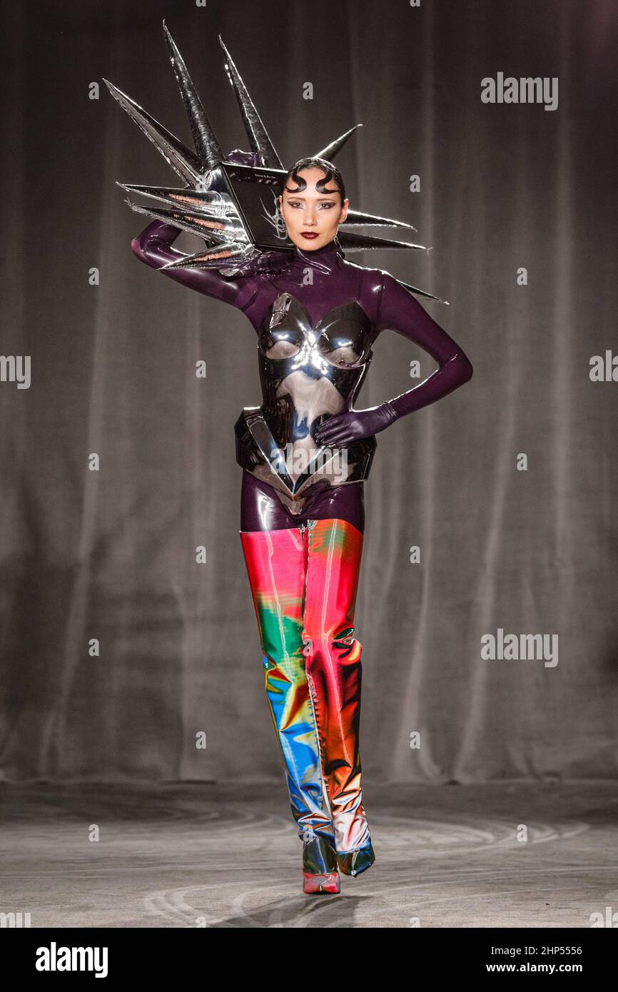 London, UK, 18th Feb 2022. On/Off presents Jack Irving, catwalk at the  Grosvenor House Hotel Ballroom during London Fashion Week. On|Off  celebrates its twentieth year, supporting and showcasing the work of  designers