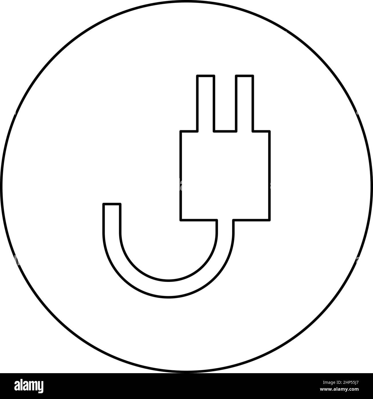 Electricfork with wire icon in circle round black color vector illustration solid outline style image Stock Vector