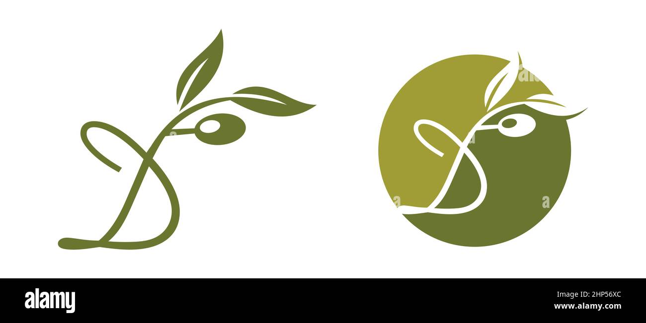 Olive Monogram Initial Letter D Stock Vector