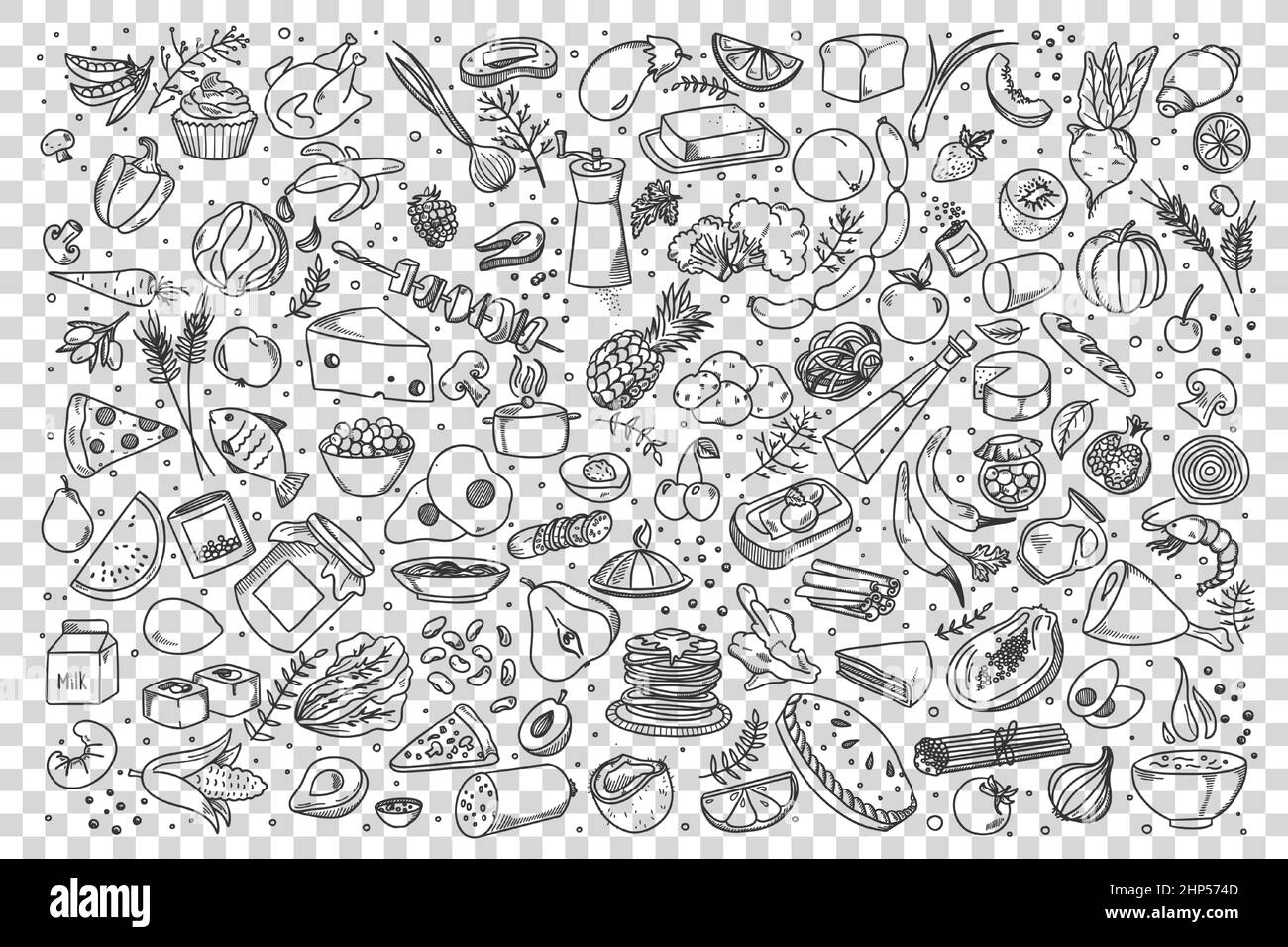 Food doodle set Stock Vector