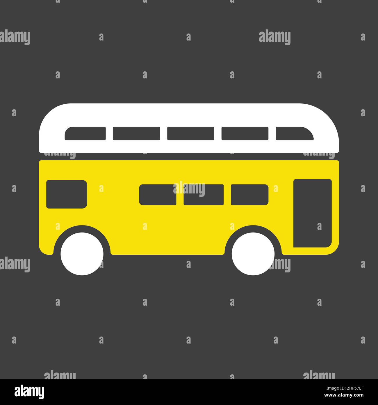 Double decker bus flat vector icon on dark background Stock Vector