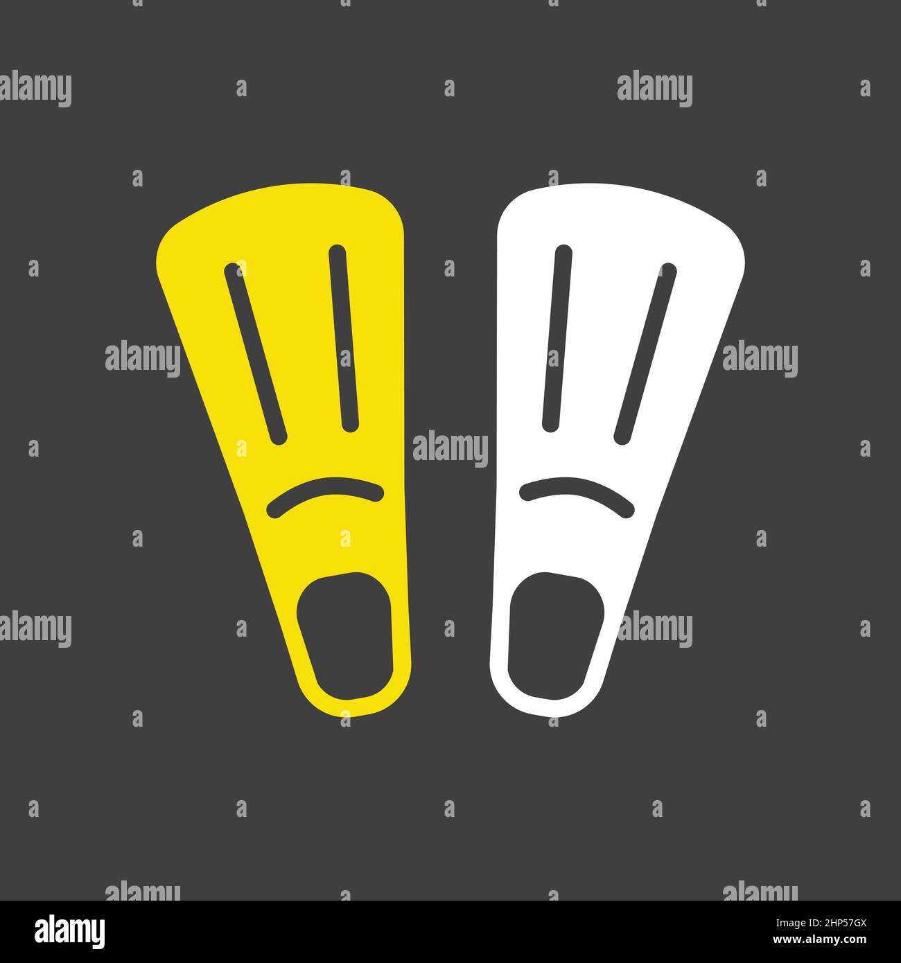 Diving flippers flat vector icon on dark background. Summer sign Stock Vector