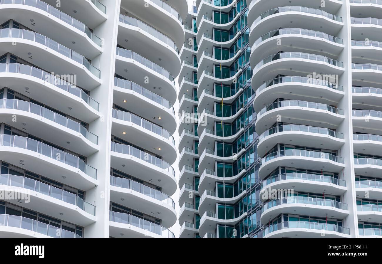 Facade detail of a modern high-rise apartment building. Abstract ...
