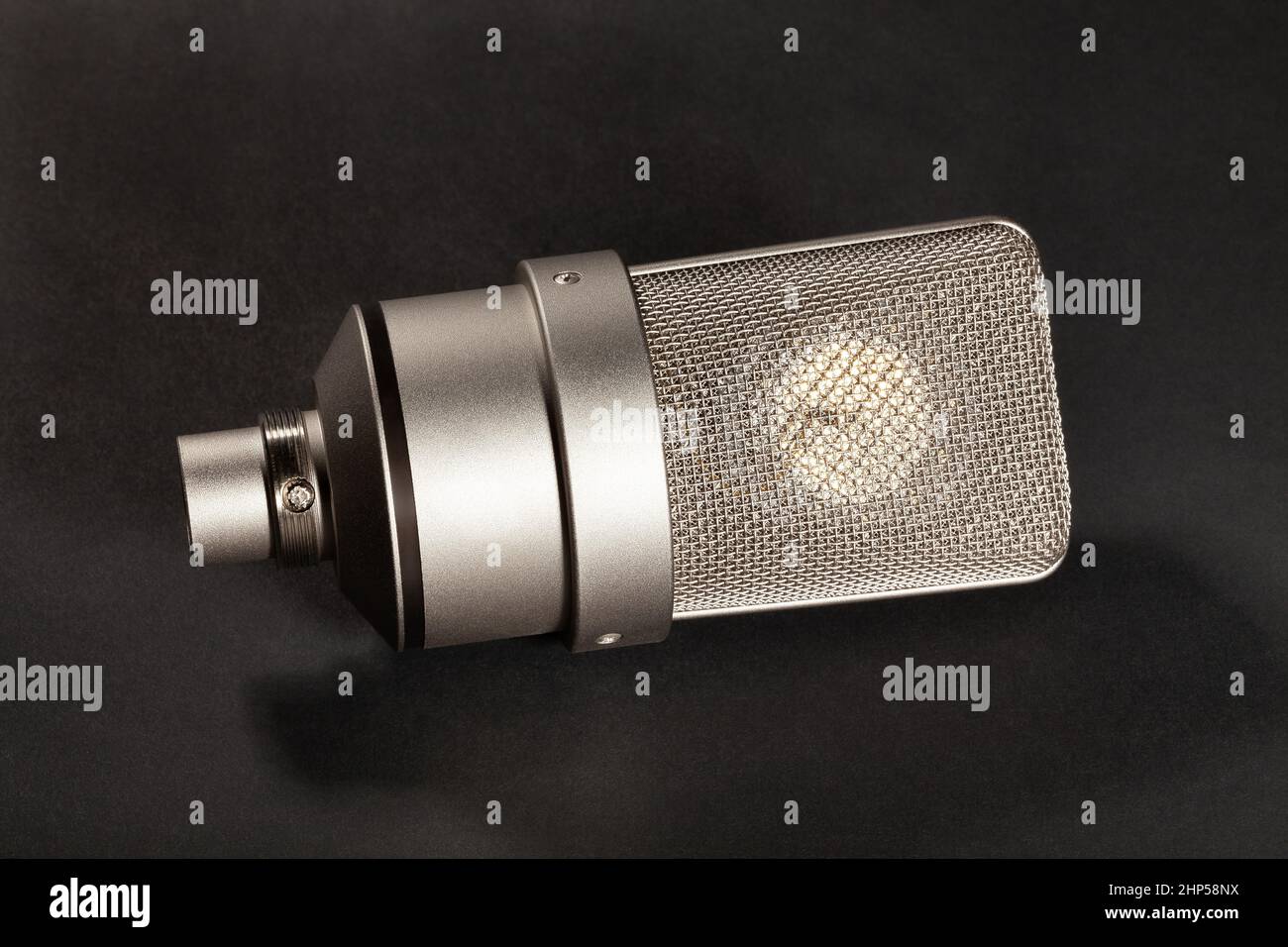 condenser microphone on black background Stock Photo