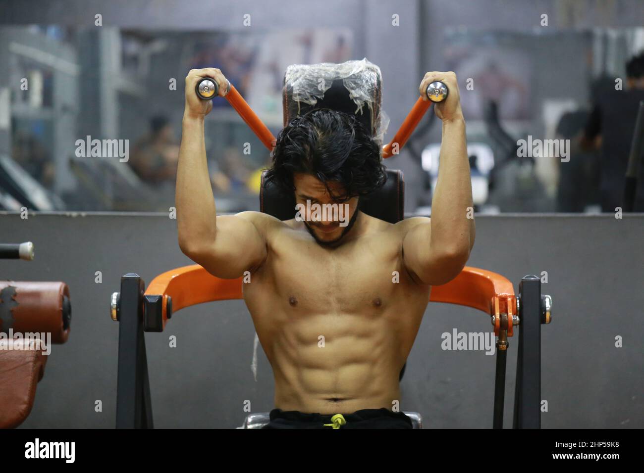 Boy in gym Stock Photo Alamy