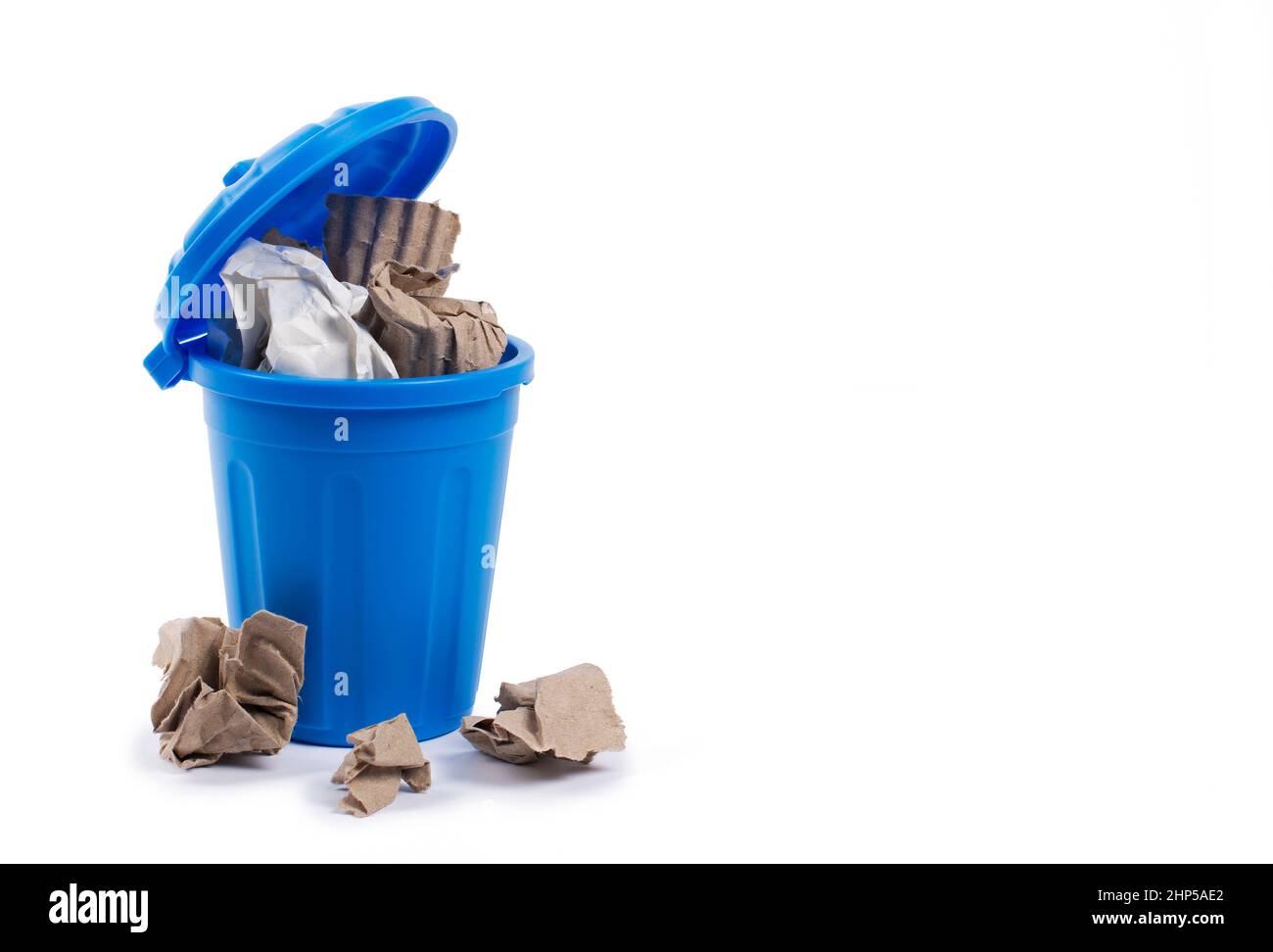 Recycling bin with paper, cardboard. Recycle concept Stock Photo