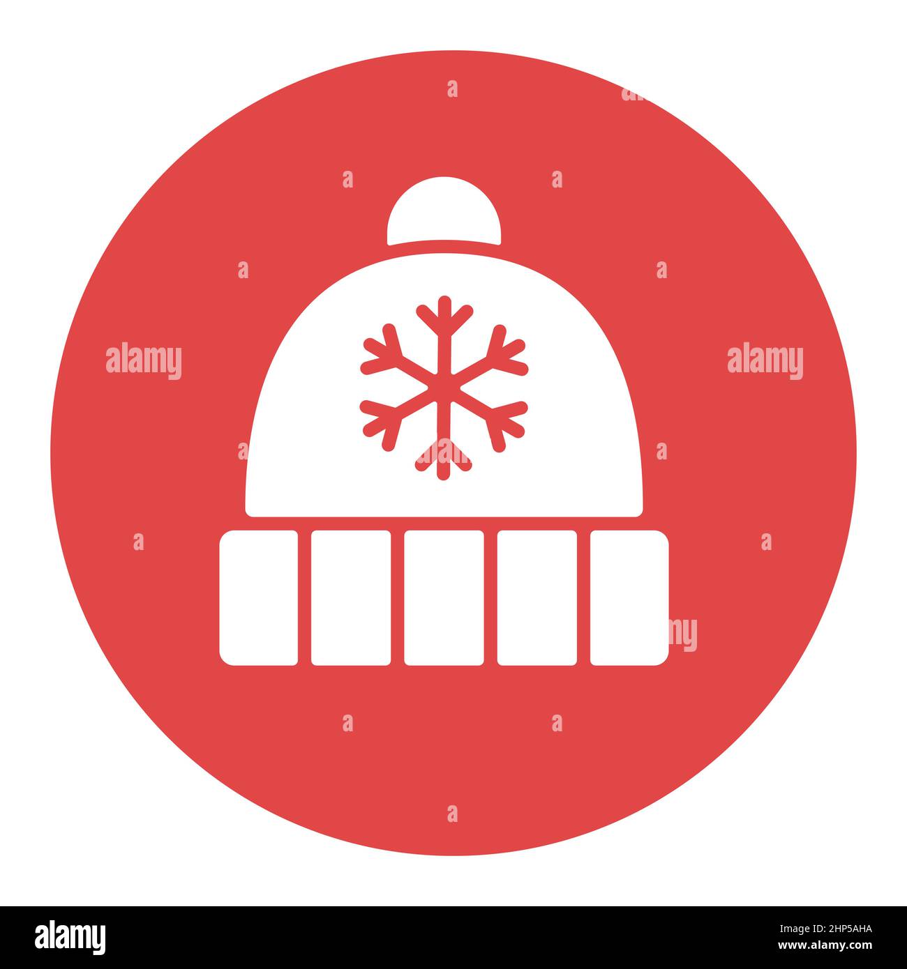 Winter hat cap with snowflake and pompom icon Stock Vector