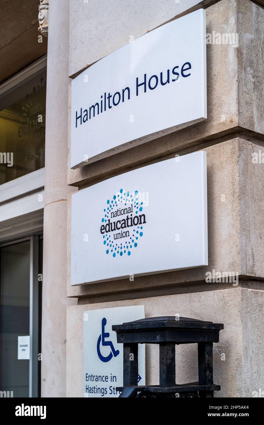 The National Education Union HQ London at Hamilton House. The NEU Head Office at Hamilton House, Mabledon Place, London. Stock Photo