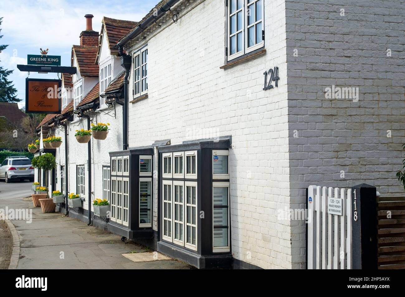 Marlow, Buckinghamshire, UK. 17th February, 2022. The Hand & Flowers pub and restaurant run by celebrity chef Tom Kerridge has retained it's two Michelin stars for another year. Credit: Maureen McLean/Alamy Stock Photo