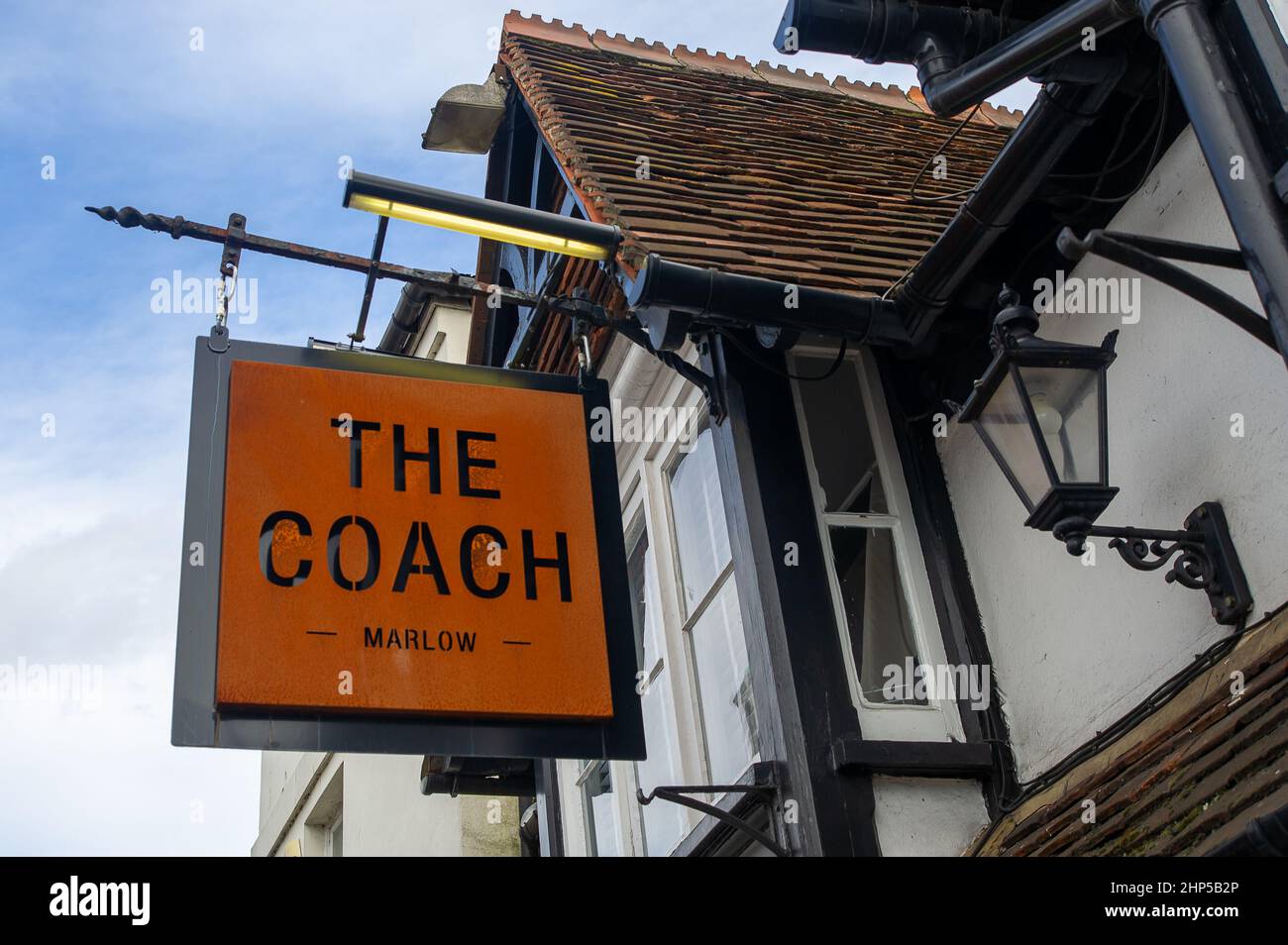 Marlow, Buckinghamshire, UK. 17th February, 2022. The Coach pub and restaurant run by celebrity chef Tom Kerridge has retained it's One Michelin star rating for another year. Credit: Maureen McLean/Alamy Stock Photo