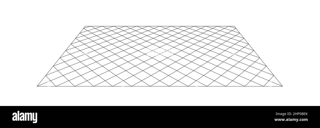 diagonal perspective grid, black lines isolated on white background Stock Photo