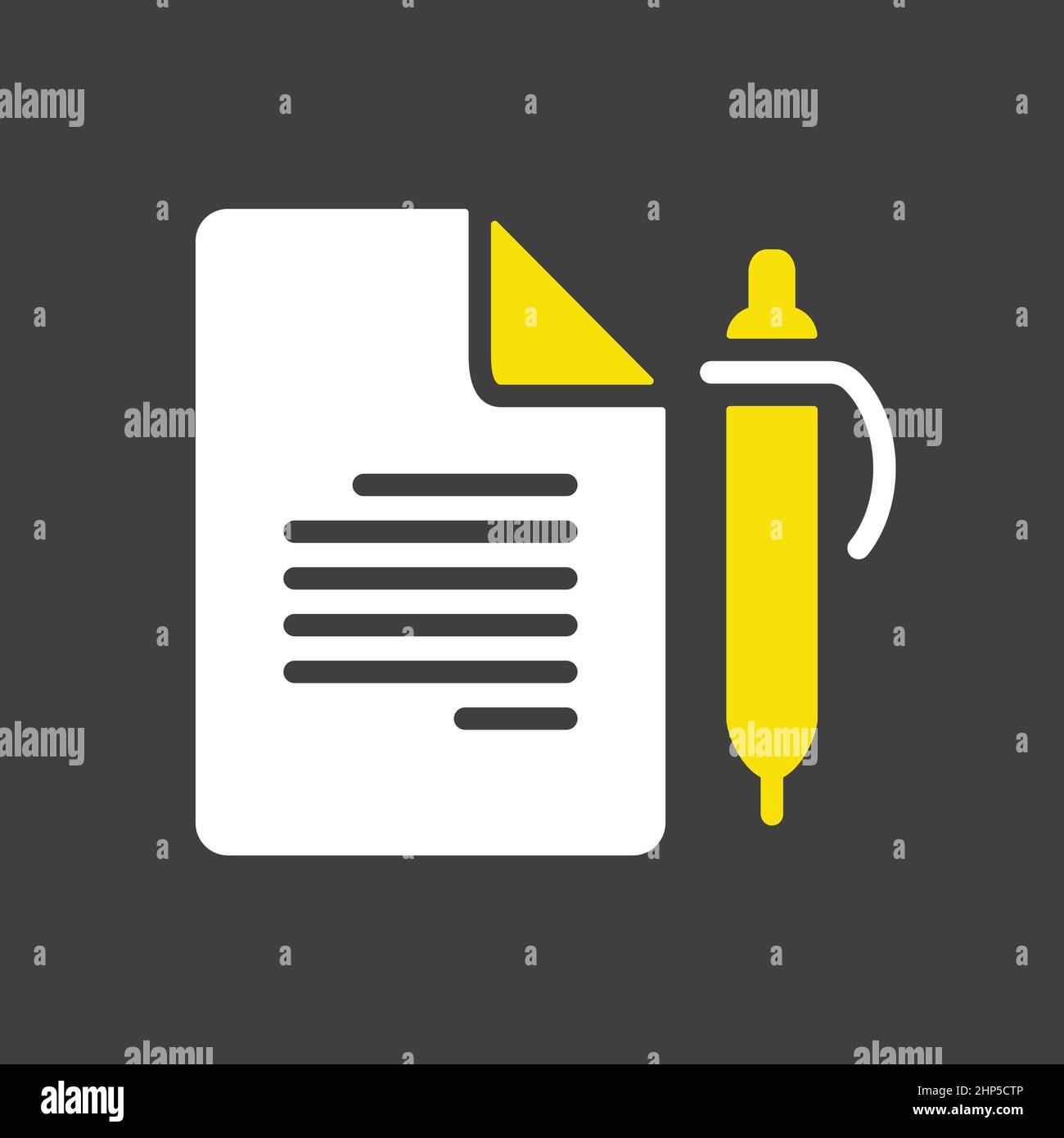 Contract document with pencil vector flat icon Stock Vector