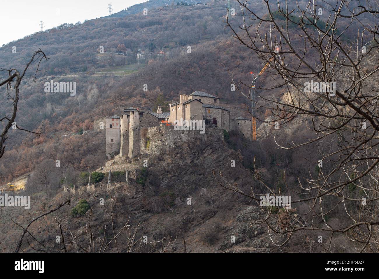 ancient Roman castle near Aosta Stock Photo