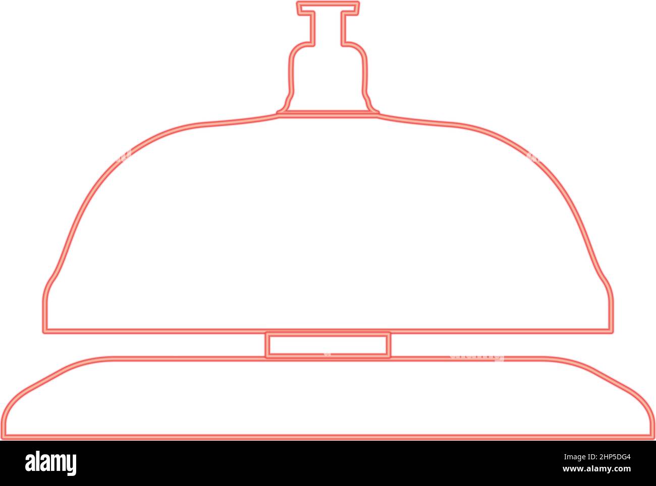 Neon reception bell red color vector illustration flat style image Stock Vector