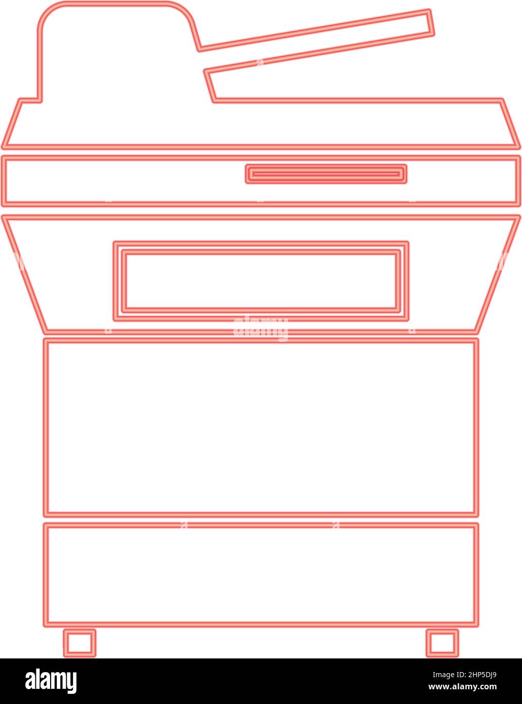 Neon multifunction printer or automatic copier red color vector illustration flat style image Stock Vector
