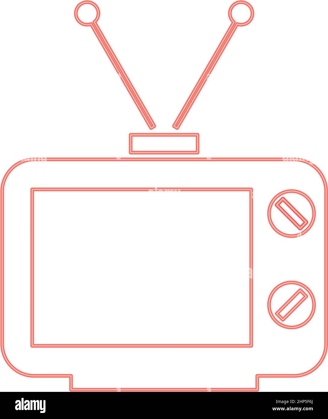 Neon old tv red color vector illustration flat style image Stock Vector