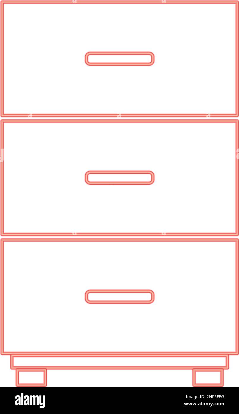 Neon cabinet red color vector illustration flat style image Stock Vector