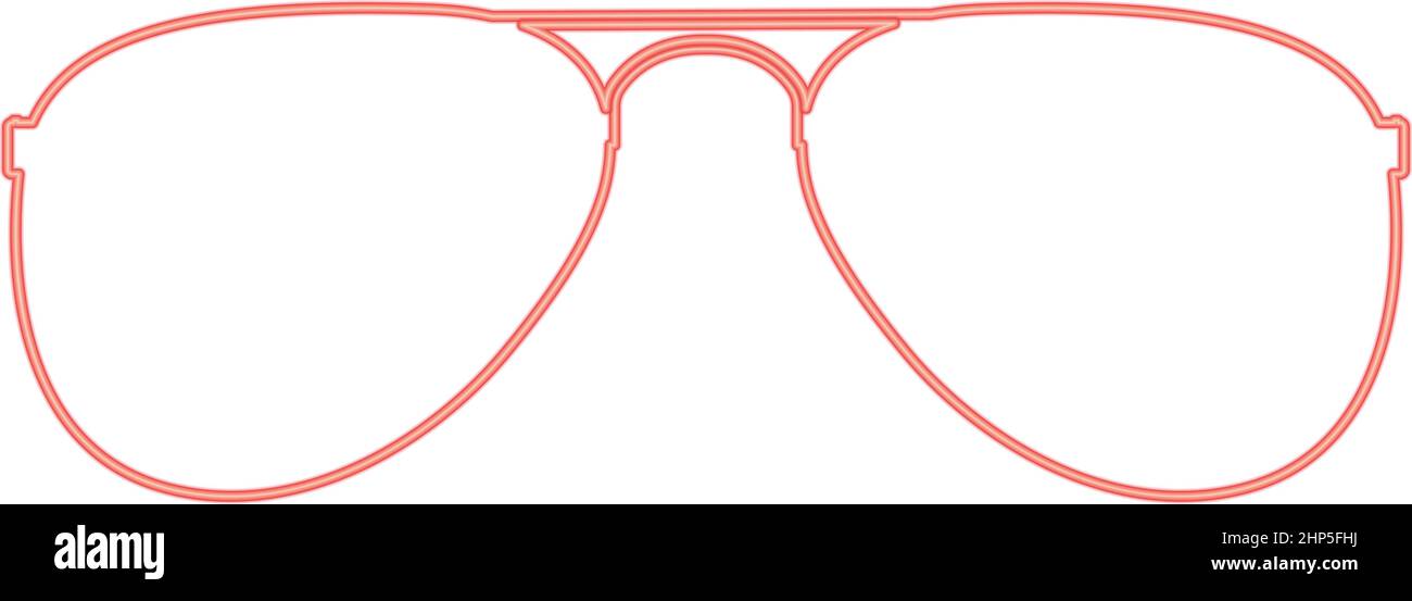 Neon glasses red color vector illustration flat style image Stock Vector