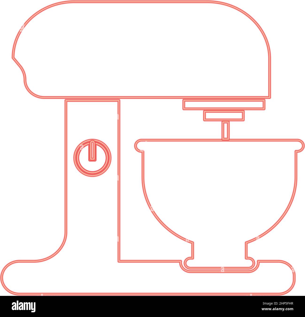 Neon food processor red color vector illustration flat style image Stock Vector