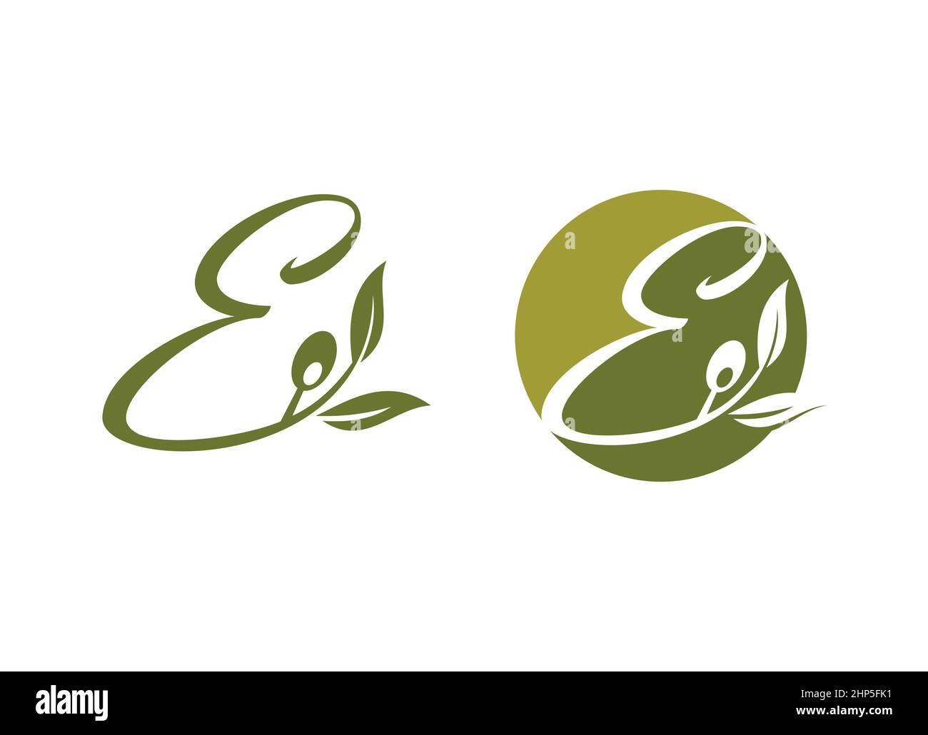 OIive Monogram Initial Logo Stock Vector