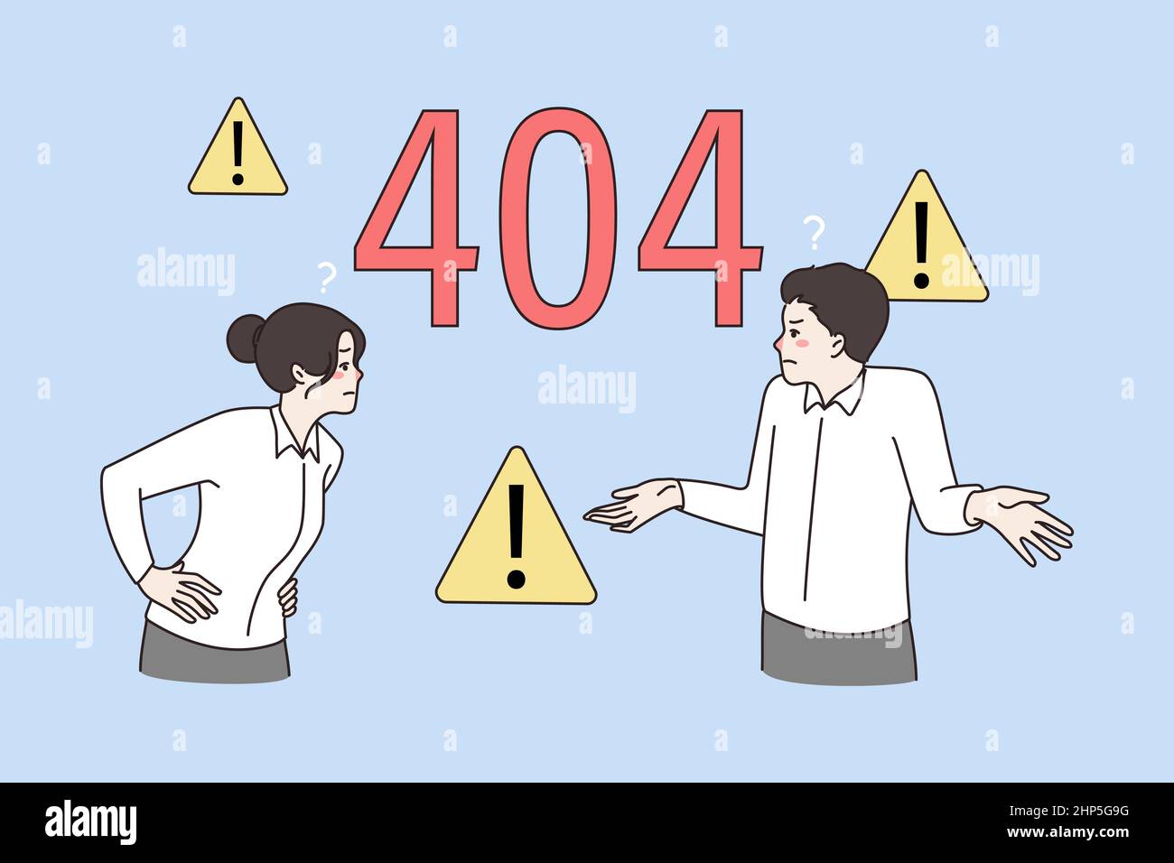 Frustrated people get error 404 on website page Stock Vector