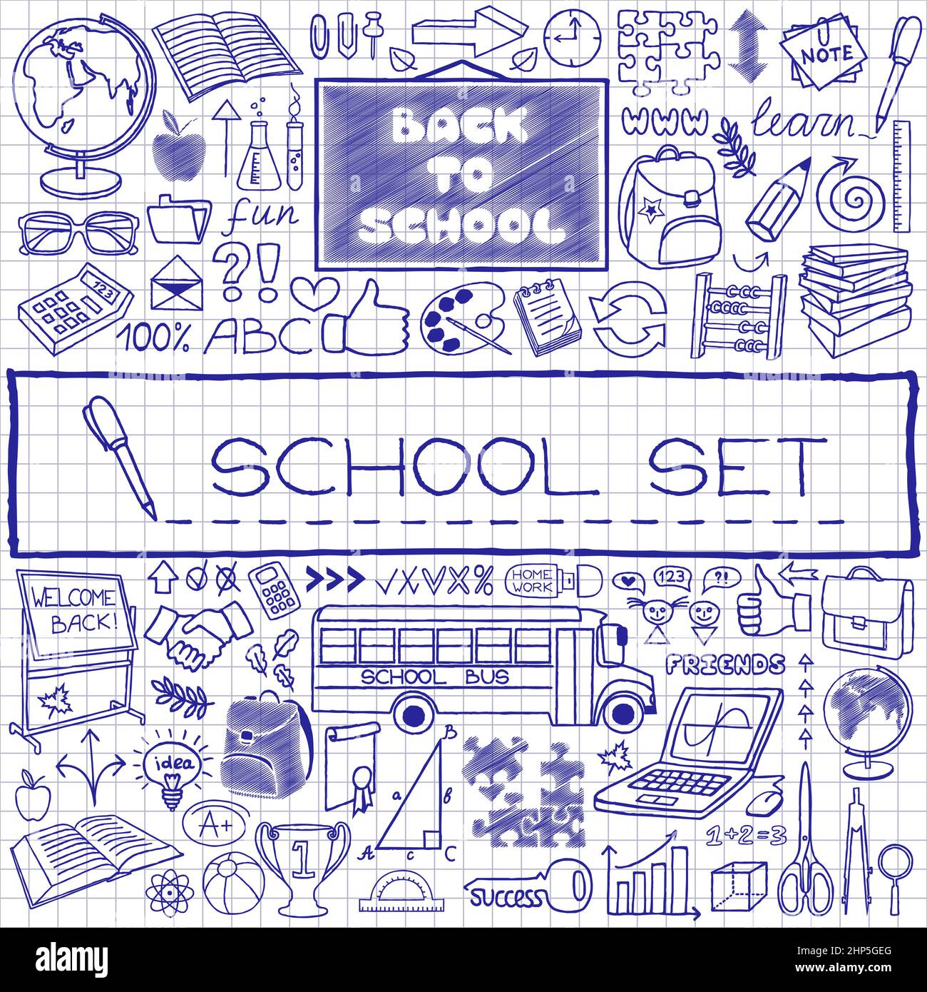 handdrawn school set Stock Vector Image & Art - Alamy