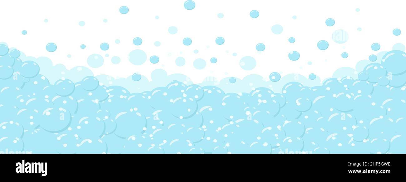 Cartoon soap foam. Vector illustration of an abstract cartoon blue soap foam with bubbles on a white background. Stock Vector