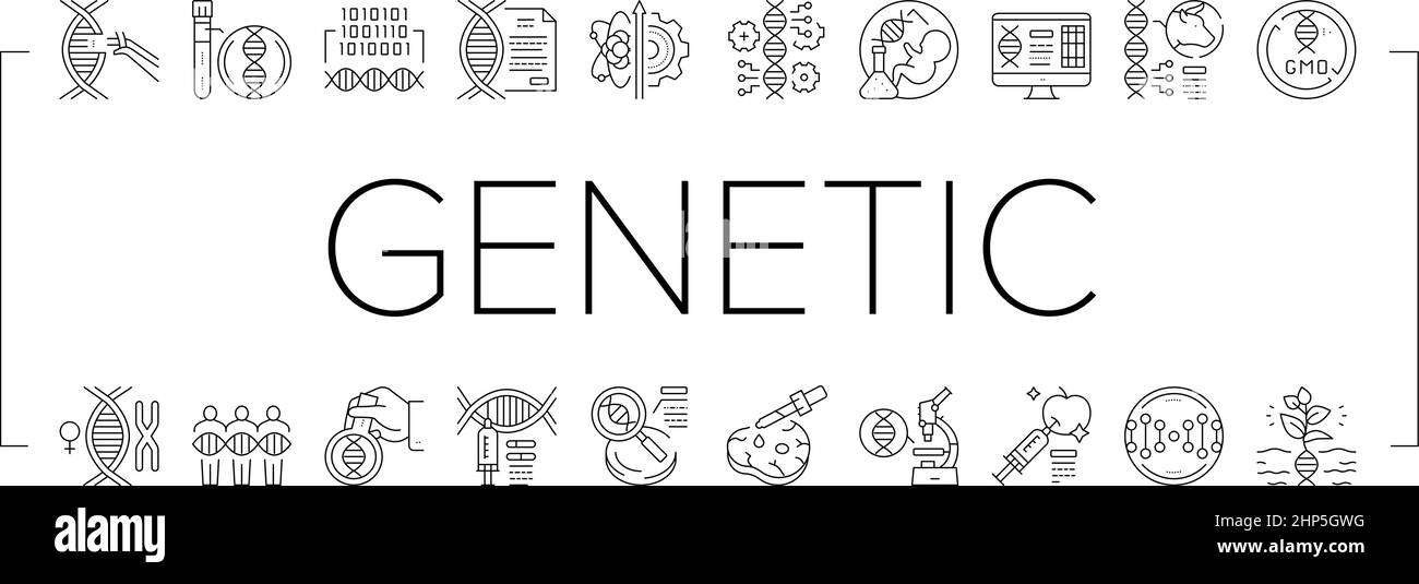 Genetic Engineering Collection Icons Set Vector Illustration Stock ...