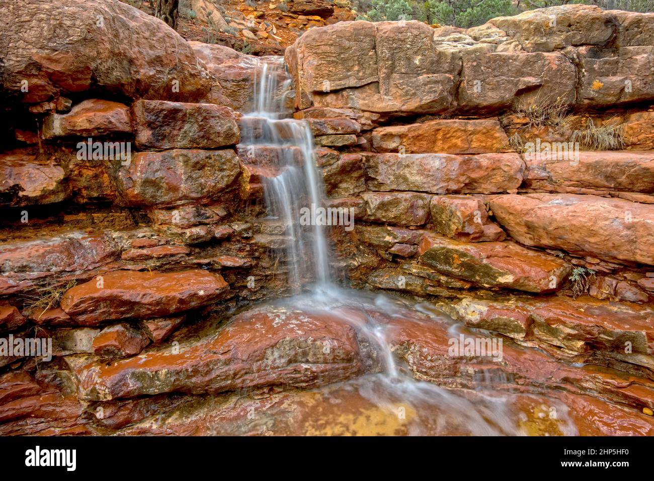 Wilson Falls Closeup. A waterfall in Wilson Canyon near Sedona Arizona. Stock Photo