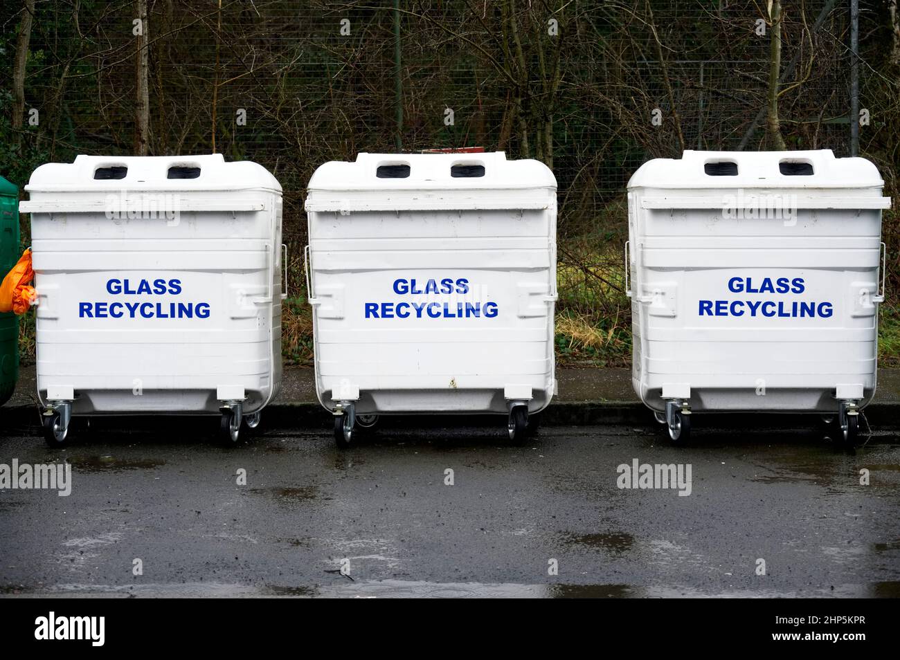 Recycling glass only skip and and general waste bin Stock Photo Alamy