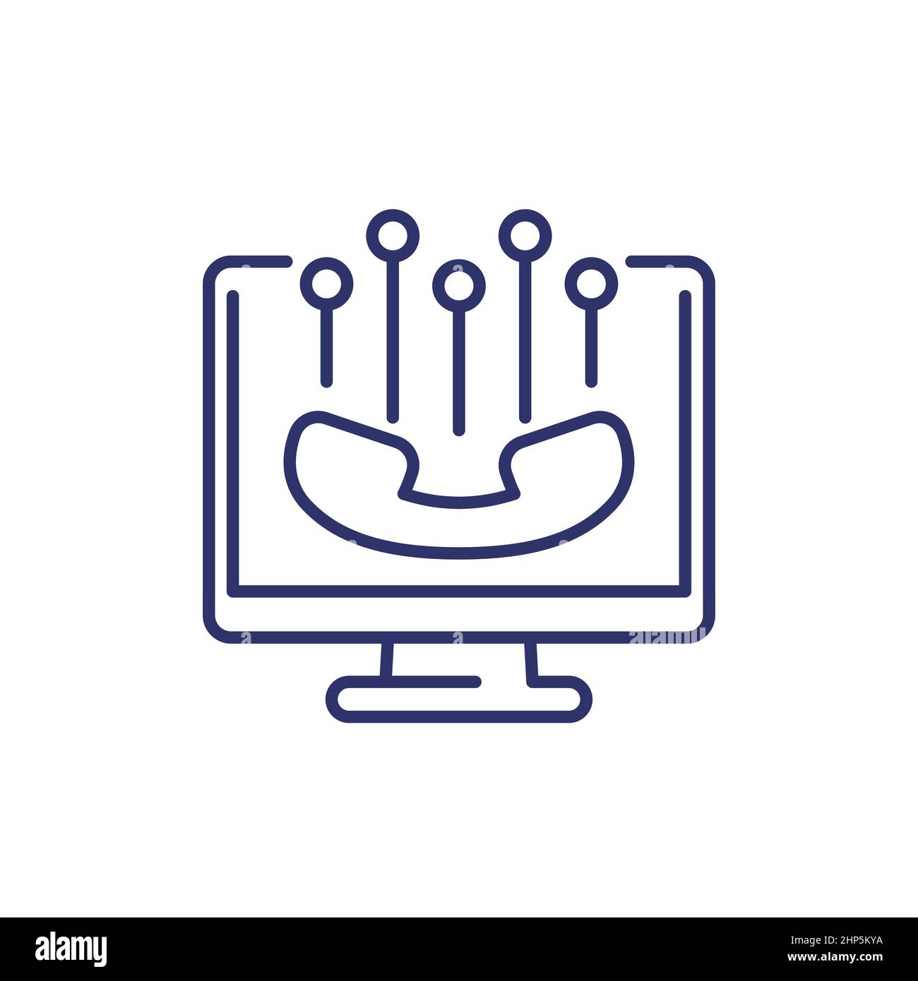 Voip phone call line icon Stock Vector