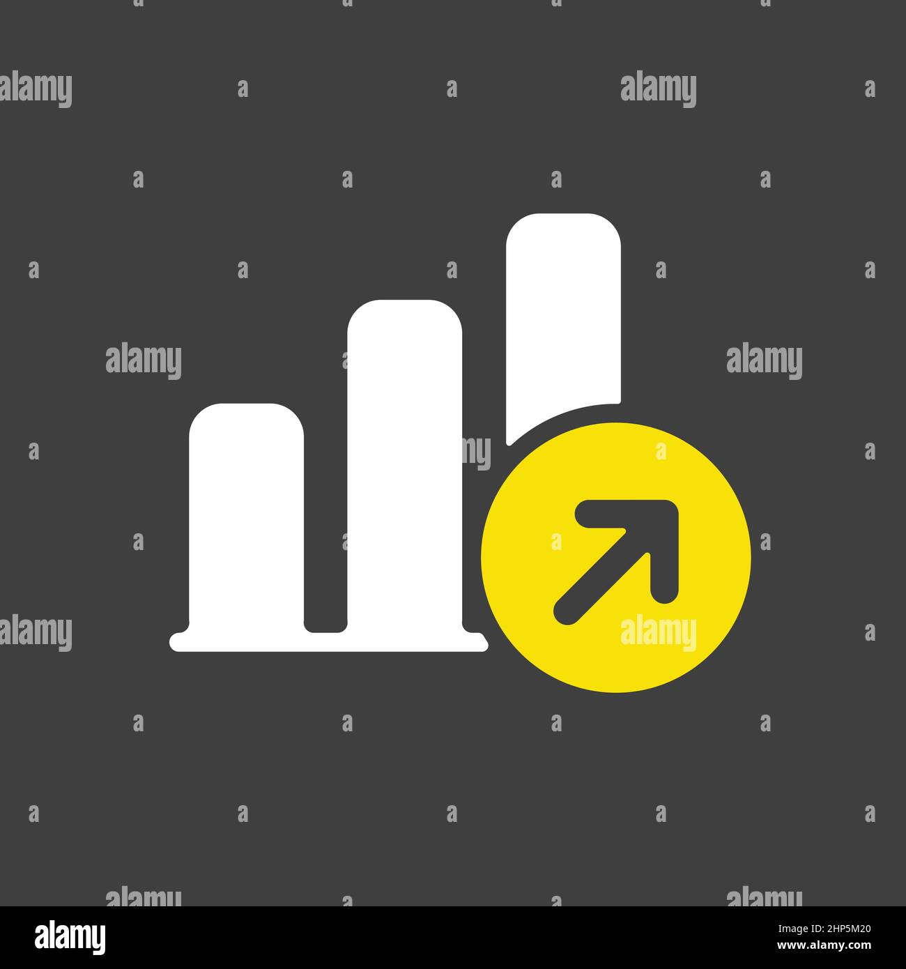 Growth graph vector icon isolated on the white Stock Vector