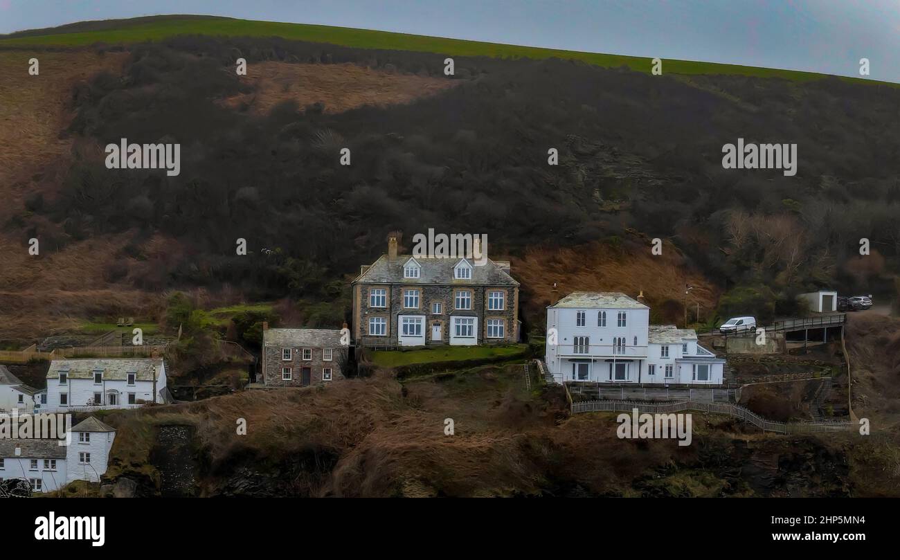 Port Isaac In Cornwall Featuring The House Used As The Home And Surgery In The ITV Television Series Doc Martin Stock Photo