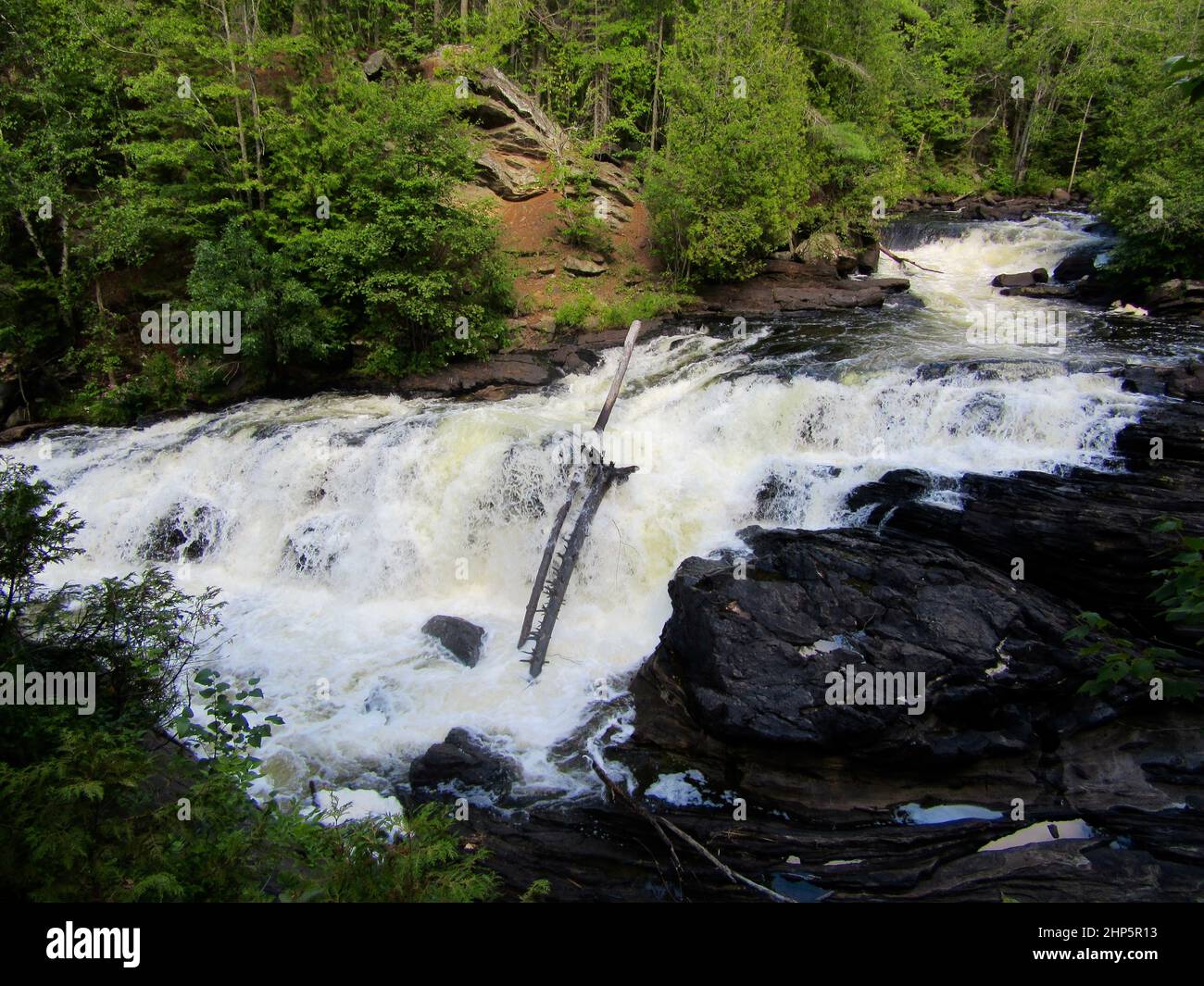 Egan Chutes waterfall along the Madawaska River in Summer Stock Photo