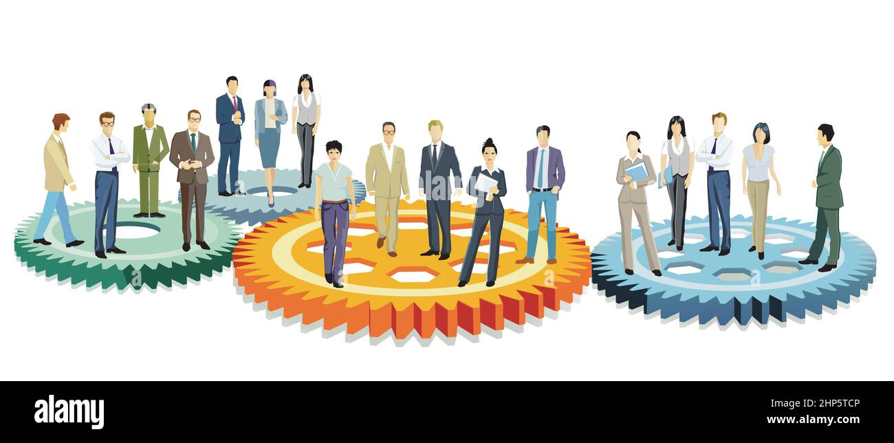 Business team working together - concept illustration Stock Vector