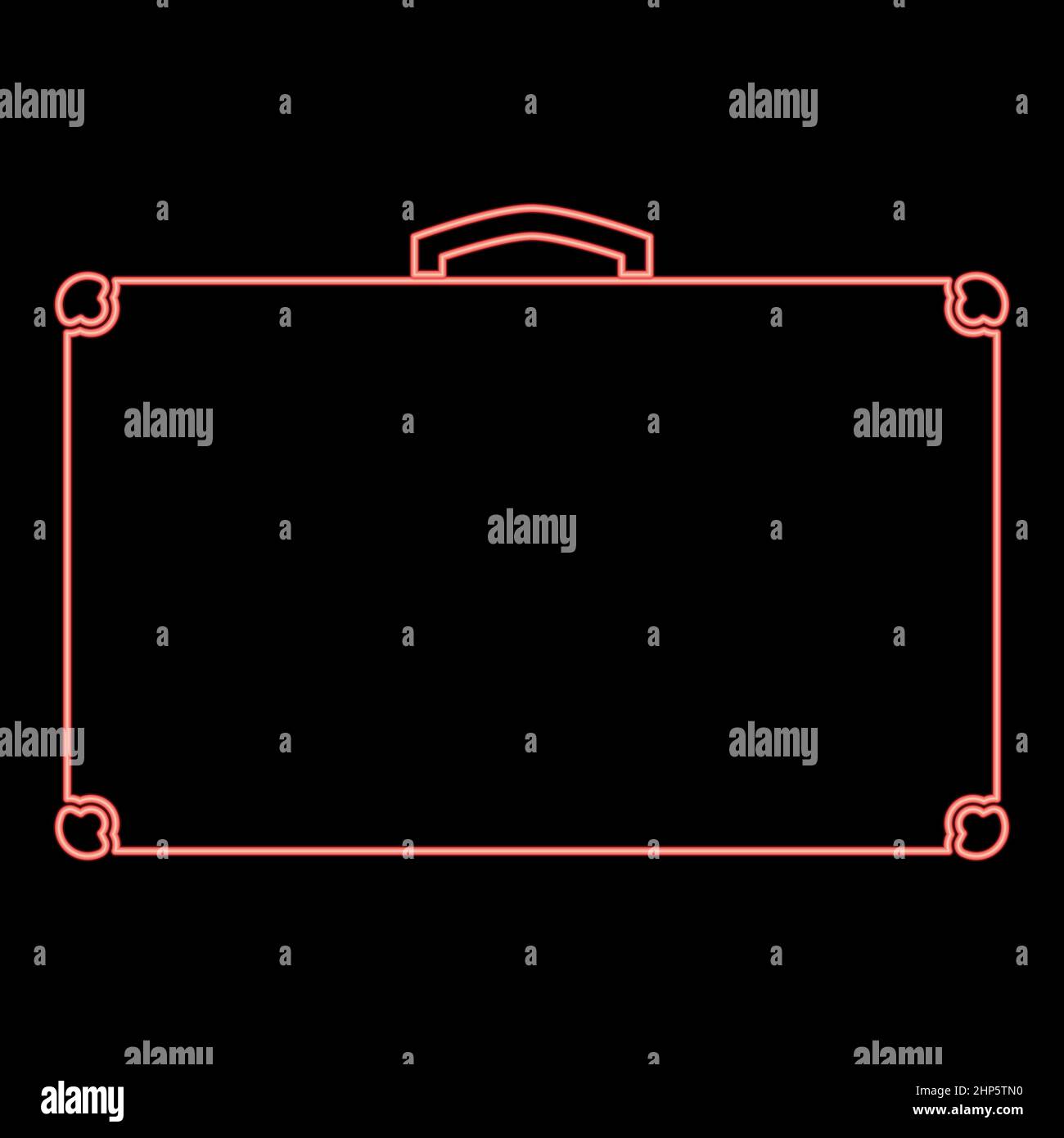 Neon suitcase red color vector illustration flat style image Stock Vector