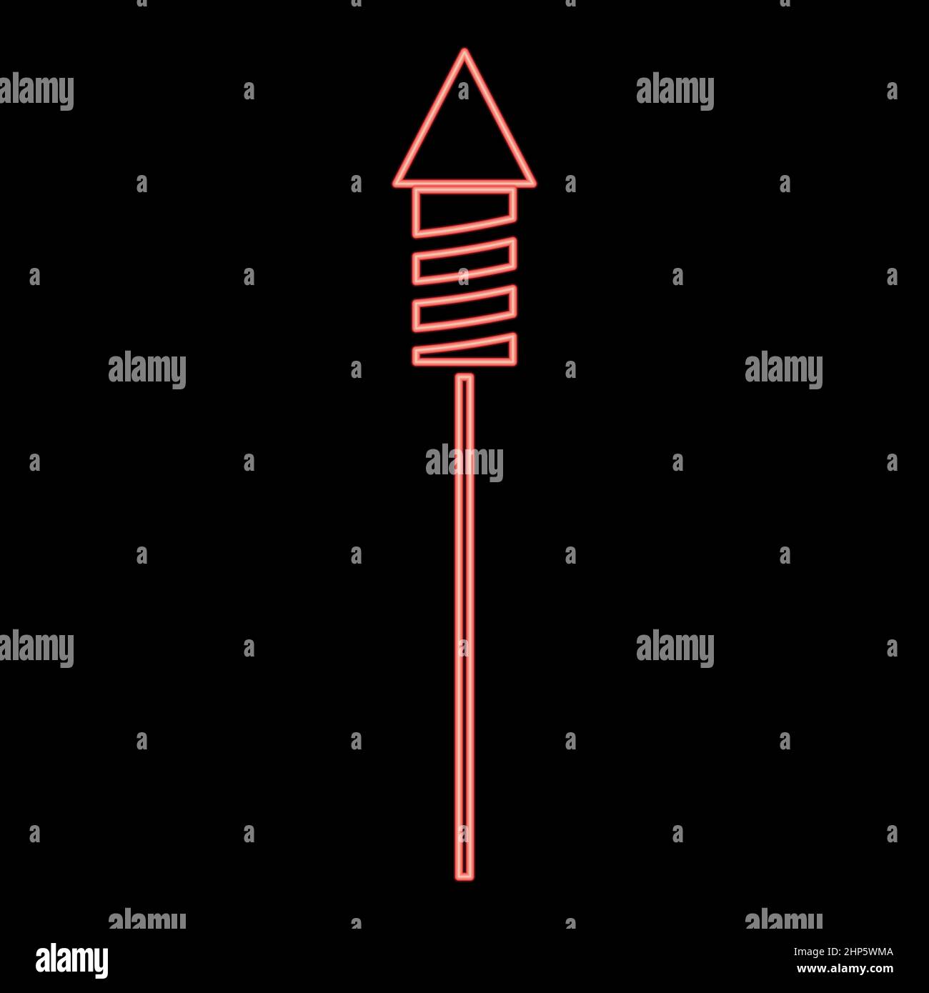 Neon rockets for fireworks red color vector illustration flat style ...