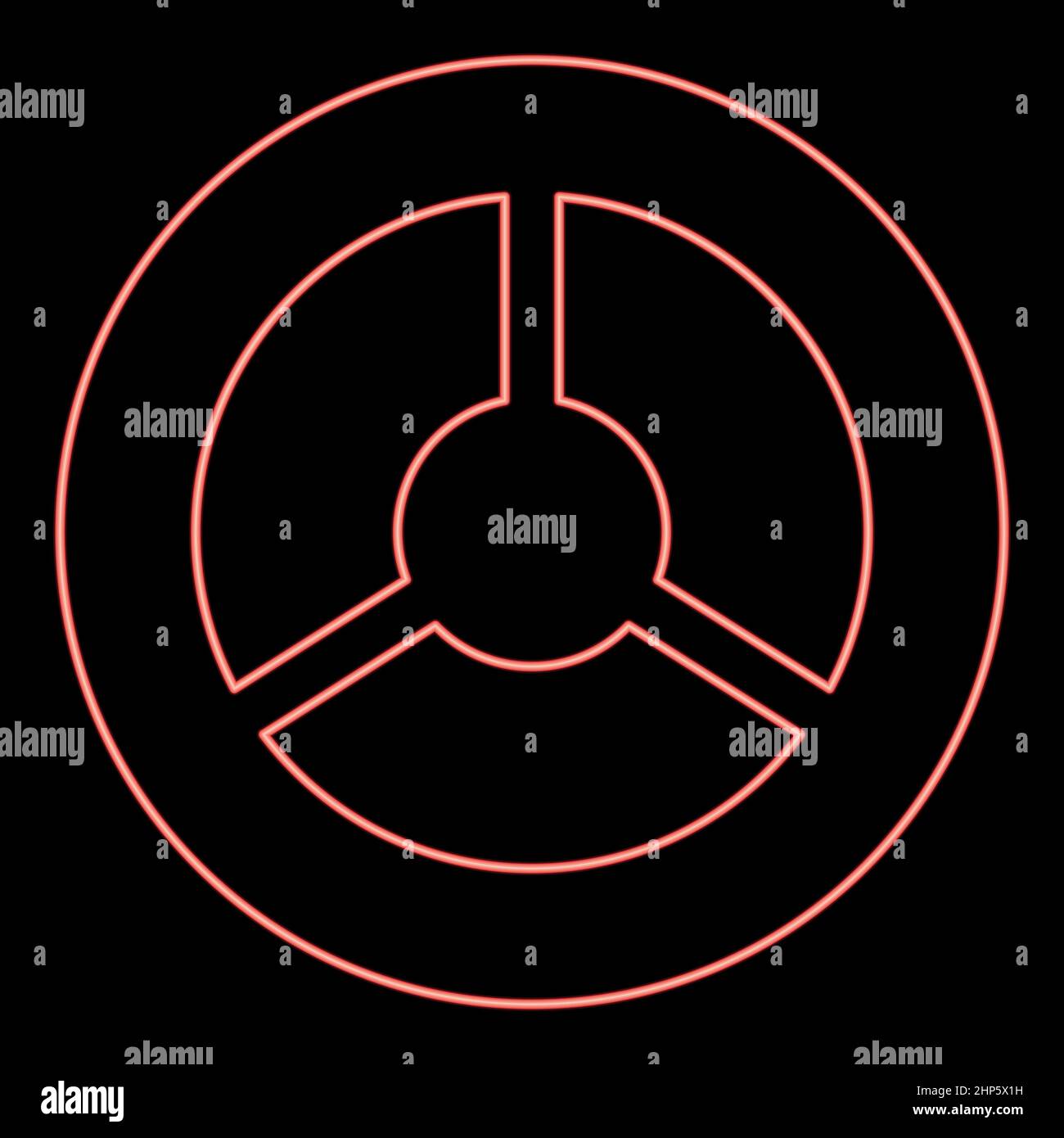 Neon steering wheel red color vector illustration flat style image Stock Vector