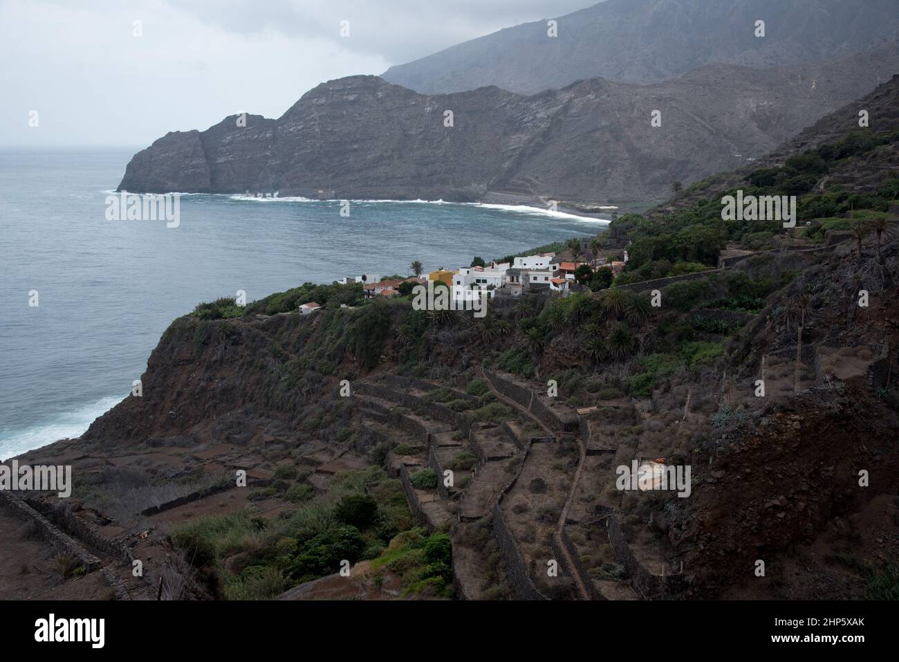 Lepe is a tiny settlement situated 200 meters above sea level at the north coast of La Gomera in the Canary Island. Stock Photo