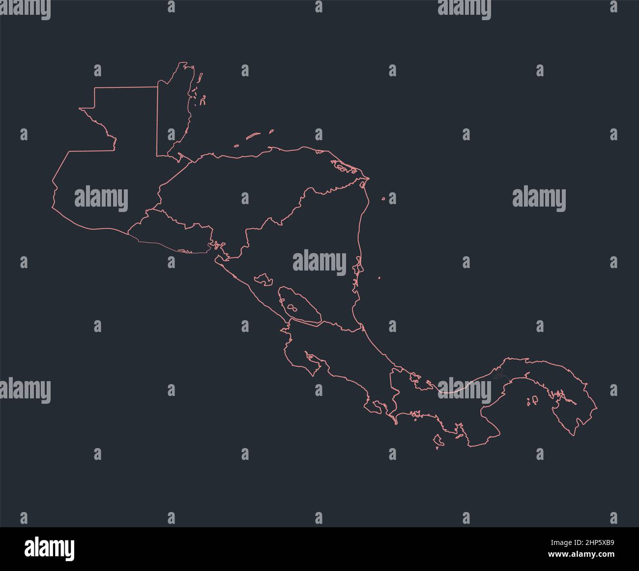 Infographics Central America map - Infographics Central America Map Outline Flat Design Color Blue Blank 2HP5XB9