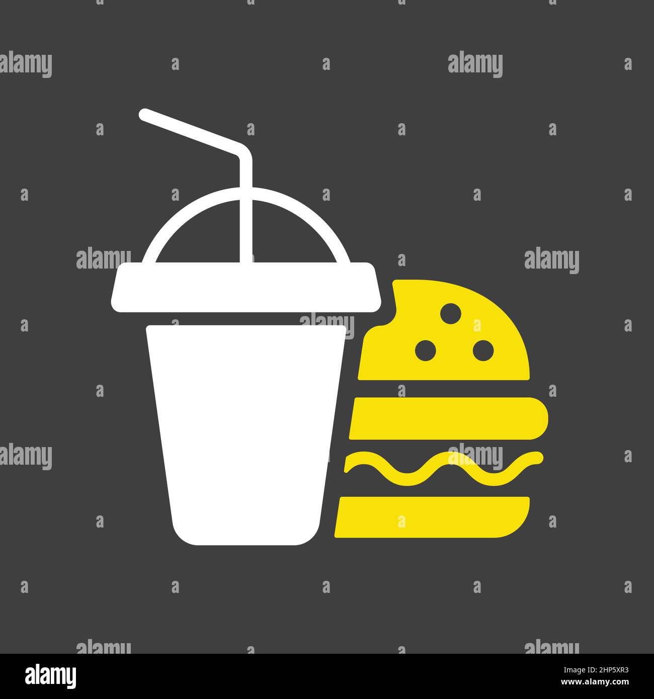 Burger with soft drink vector flat icon Stock Vector