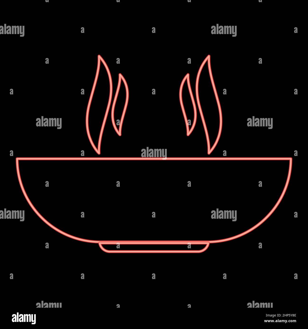 Neon hot dish icon black color in circle red color vector illustration ...