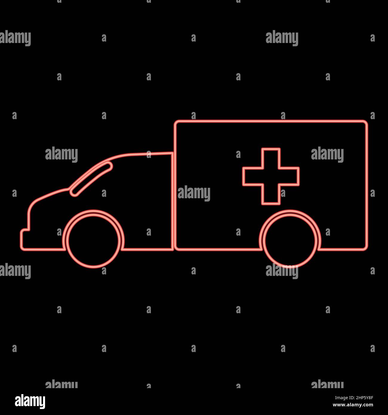 Neon emergency car red color vector illustration flat style image Stock Vector