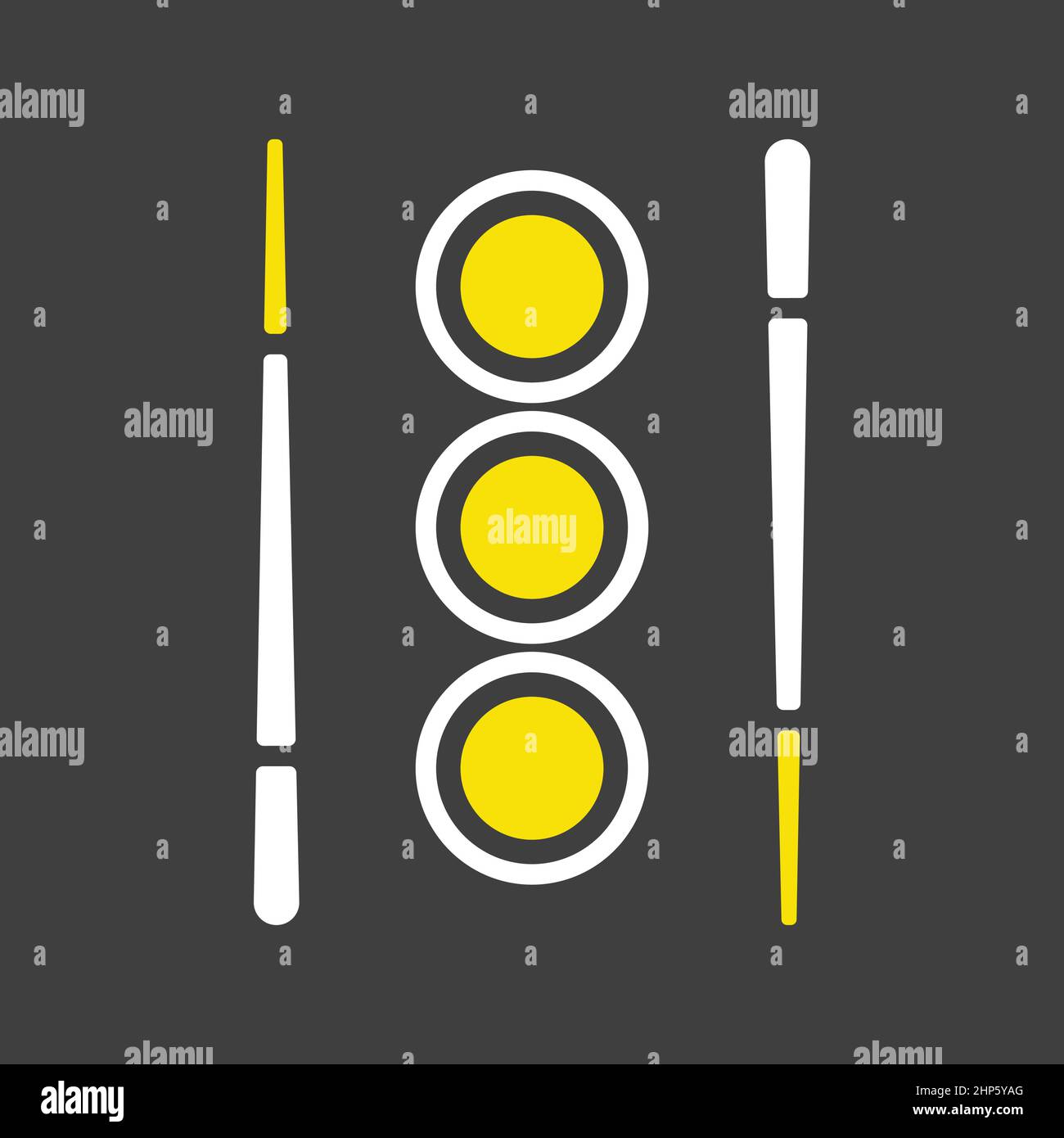Sushi roll with chopsticks vector icon on dark background Stock Vector
