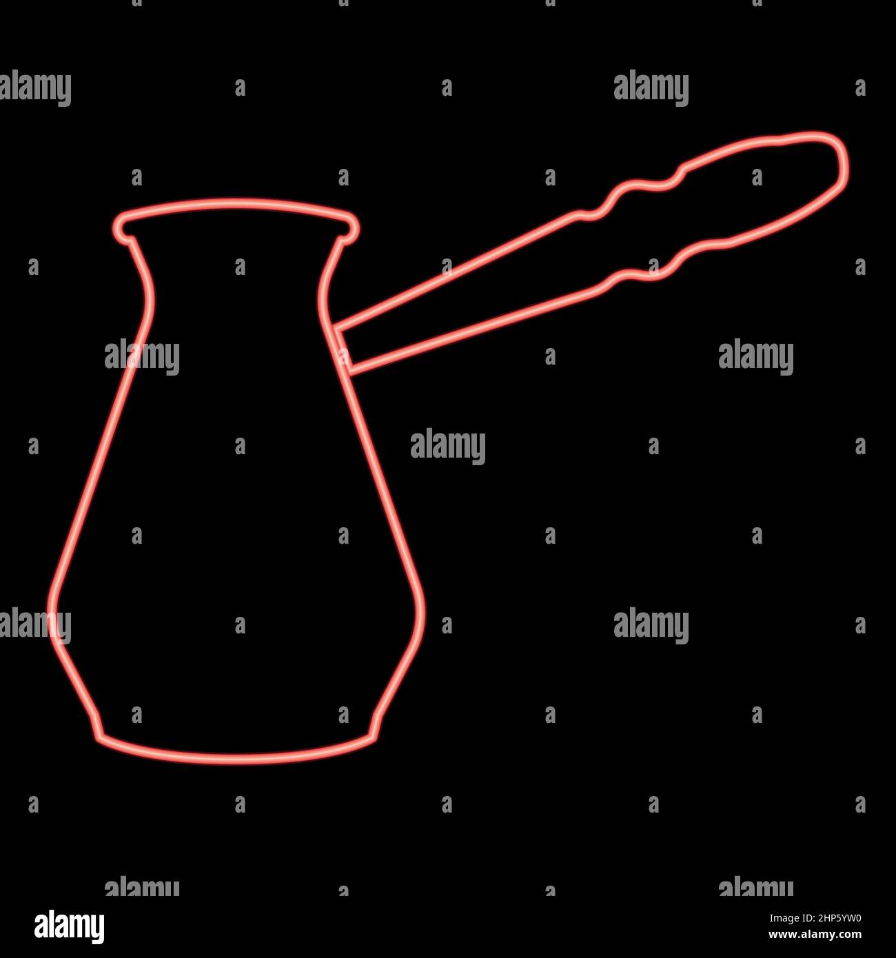 Neon coffee pot red color vector illustration flat style image Stock