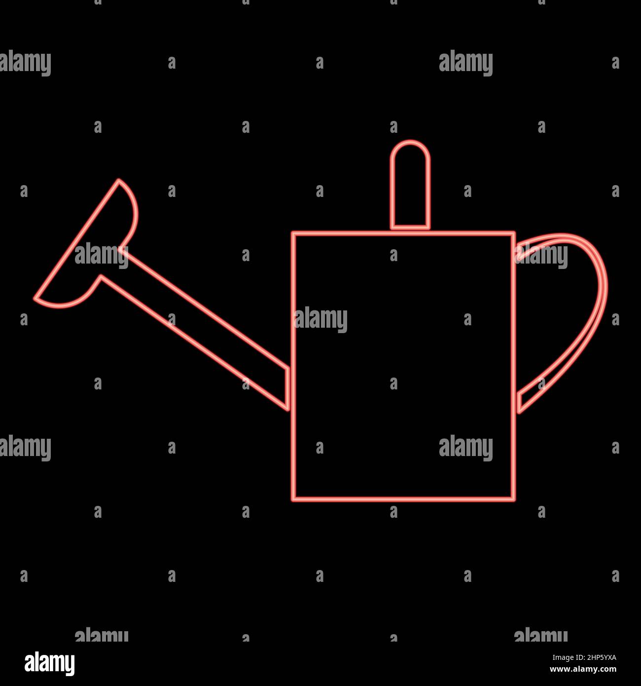 Neon watering can red color vector illustration flat style image Stock Vector