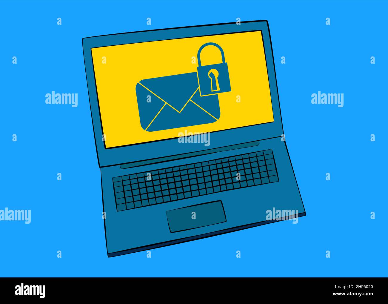 Sending encrypted EMail protection blue secure mail symbol