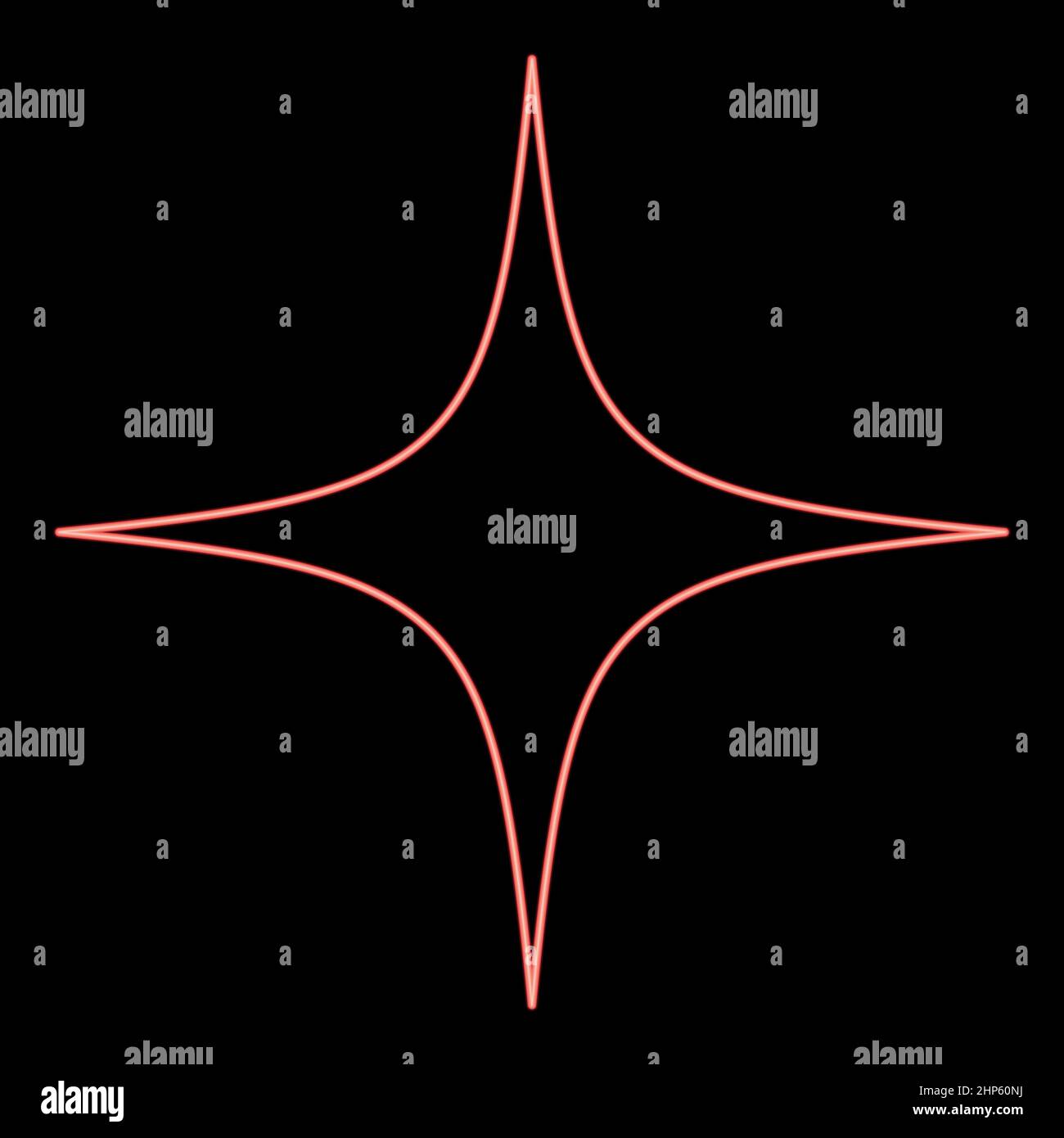 Neon star red color vector illustration flat style image Stock Vector