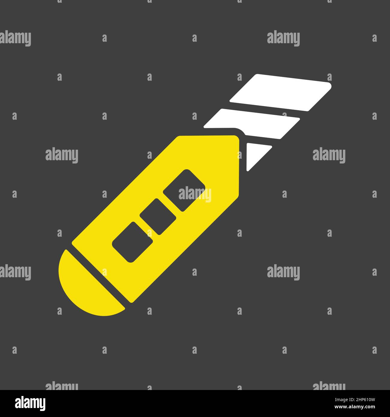 Construction utility knife vector isolated flat icon on dark background Stock Vector